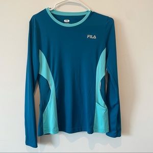 FILA Blue reflective running top with pockets